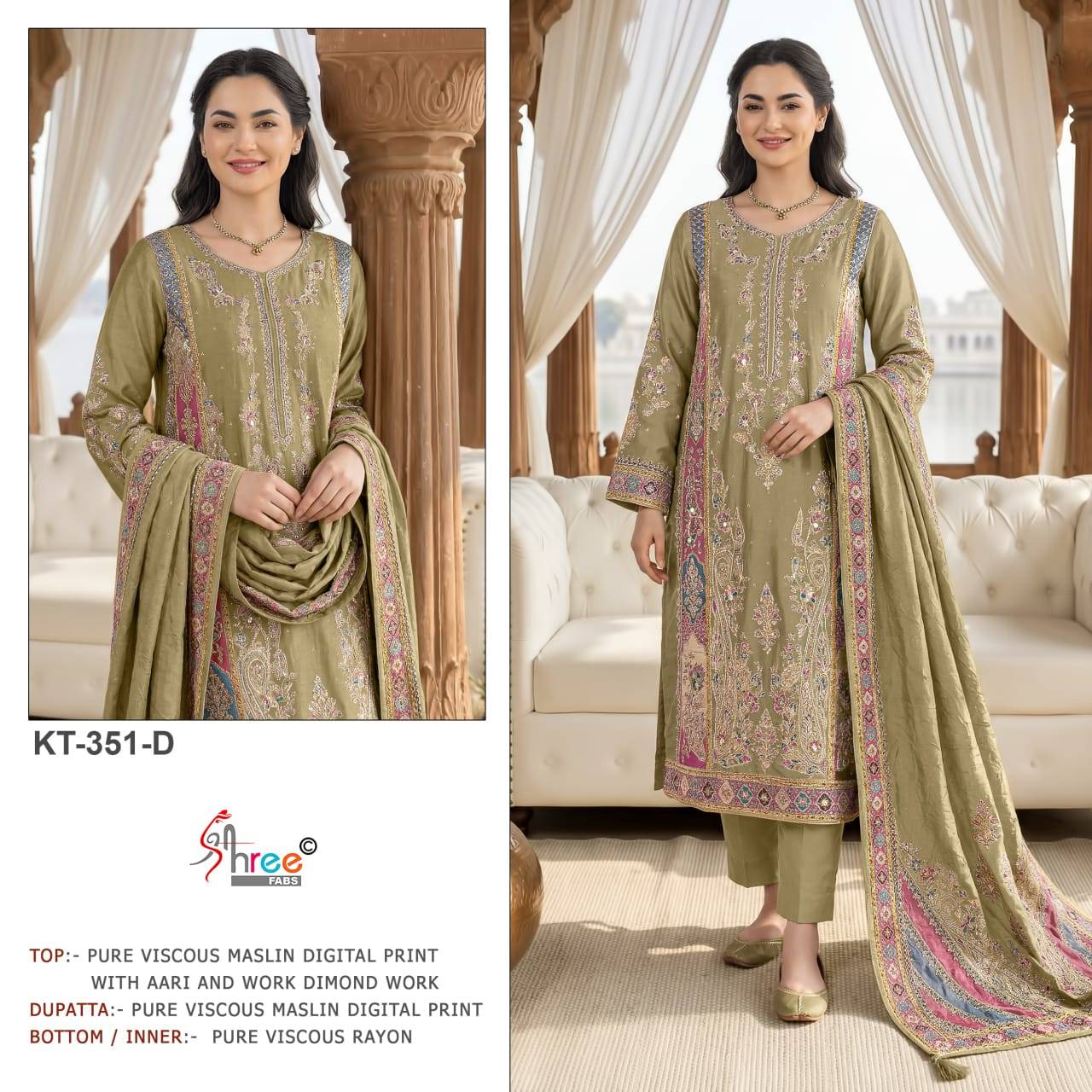 KT–351 Colour by Shree fab Indian Traditional casual wear Pakistani Pure viscous dresses At Wholesale Price